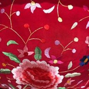 Large Red/Multicolour Silk Flamenco Shawl