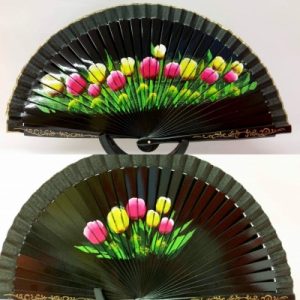 Black Tulips Flamenco Fan
