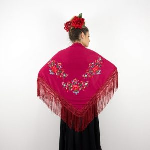 Medium Burgundy/Multicolour Flamenco Shawl
