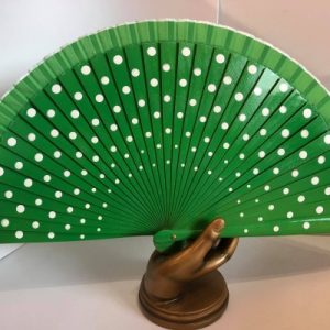 Green/White Polka Dot Flamenco Fan