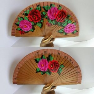 Natural-Wood Flower Flamenco Fan