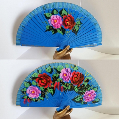 Blue Flower Flamenco Fan