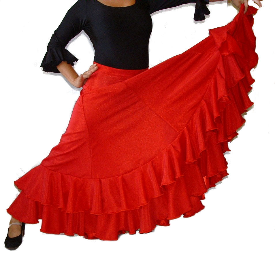 NWT Mainstreet Dance Flamenco Drawstring Skirt Double Ruffle Rasp child sz 85652 