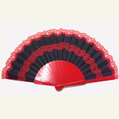 Extra Large Black/Red Flamenco Fan