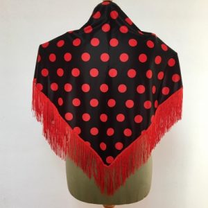 Medium Black/Red Polka Dot Flamenco Shawl