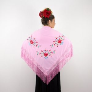 Medium Light-Pink/Multicolour Flamenco Shawl