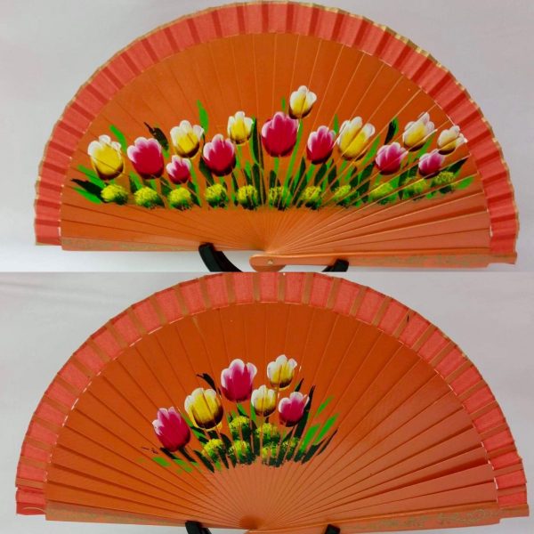 Orange Tulips Flamenco Fan
