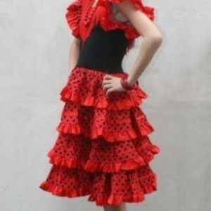 Girls Red/Black Flamenco Dress