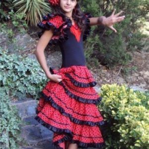Girls Black-Red Flamenco Dress