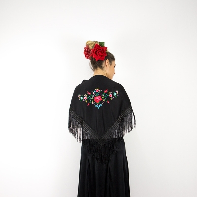 Small Black/Multicolour Flamenco Shawl