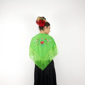 Small Green/Multicolour Flamenco Shawl