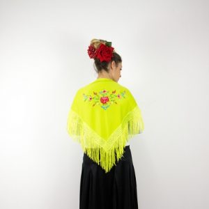 Small Pistachio Green/Multicolour Flamenco Shawl