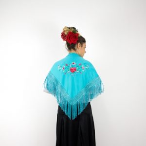 Small Teal/Multicolour Flamenco Shawl