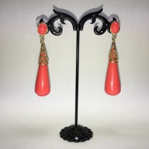 Coral Pink Tear Flamenco Earrings