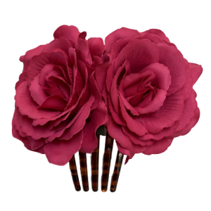 Fuchsia Flamenco Rose Hair Comb