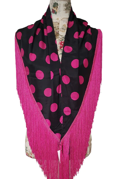black-fuchsia dots flamenco shaw