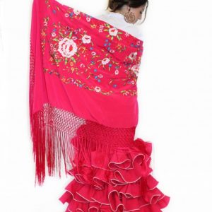 XL Fuchsia/Multicolor Flamenco Shawl