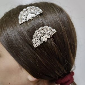 Small flamenco fan hair comb silver