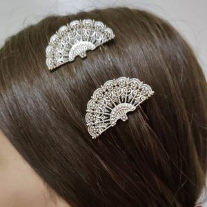 Spanish Fan Flamenco Hair comb Silver small