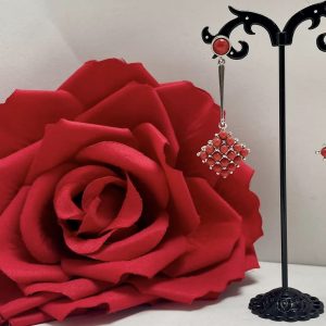 Red metal flamenco earrings