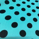 124 Teal green black dot fabric
