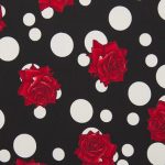 black/white red rose fabric