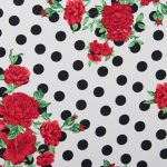 white black dot flower fabric