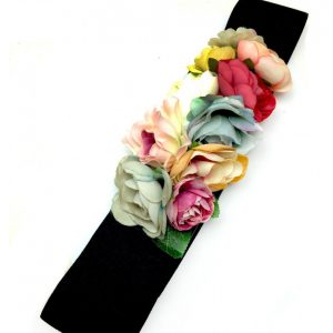 Black Elastic Flamenco Flower Belts