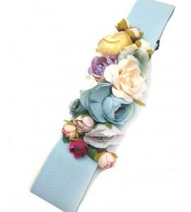 Light Blue Elastic Flamenco Flower Belts