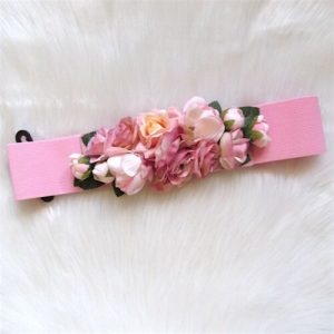 Pink Elastic Flamenco Flower Belts