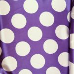 satin purple white big dot fabric