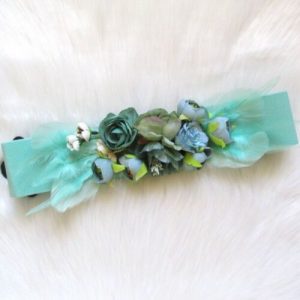 Turquoise Elastic Flamenco Flower Belts
