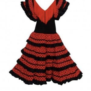 Girls flamenco dress black red