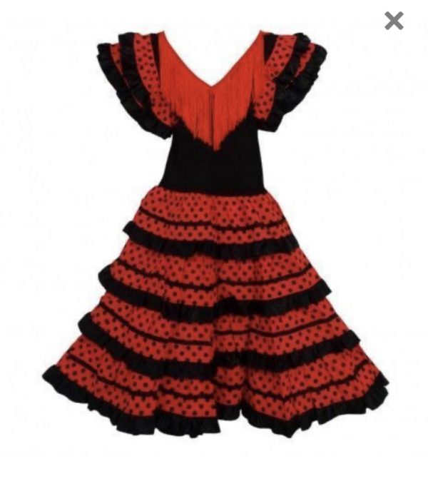 Girls flamenco dress black red