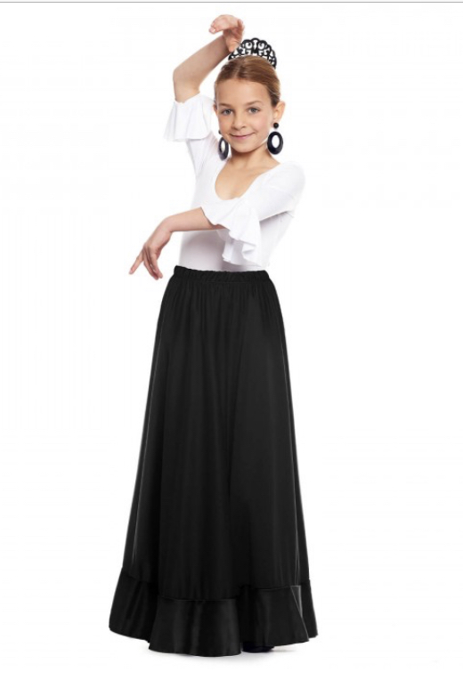 Girls Black Flamenco Skirt