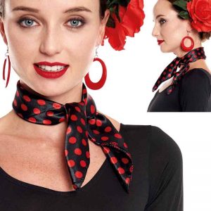 Black/Red Polka Dot Flamenco Scarf