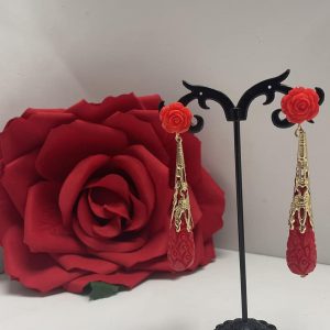 Red Lagrima Flamenco Earrings