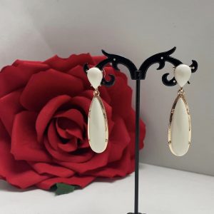 Triana white flamenco earrings