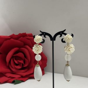 White Roses Flamenco Earrings