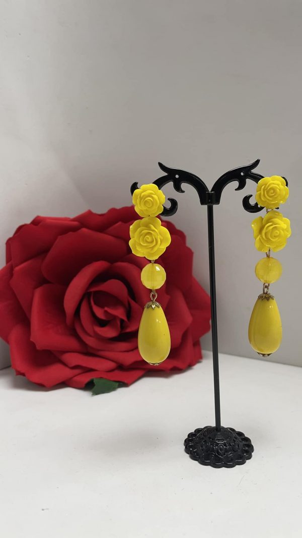 Yellow Roses Flamenco Earrings