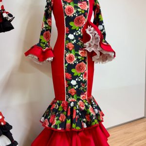 Floral flamenco dress Red